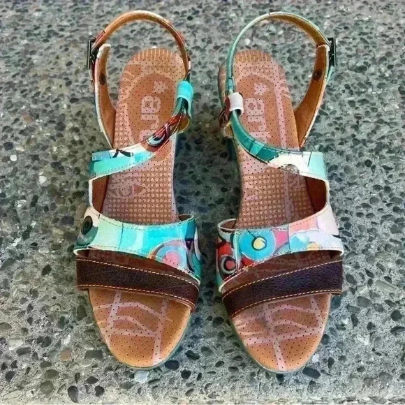 The Art Company Heel Sandals Women 7/7.5 Turquoise Rubber Sole 38 EUC Summer - Picture 4 of 10